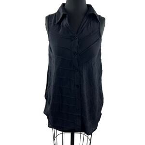 ANAP Black Cotton Blend Sleeveless Button-Down Gauze Textured Top Shirt S/ M?